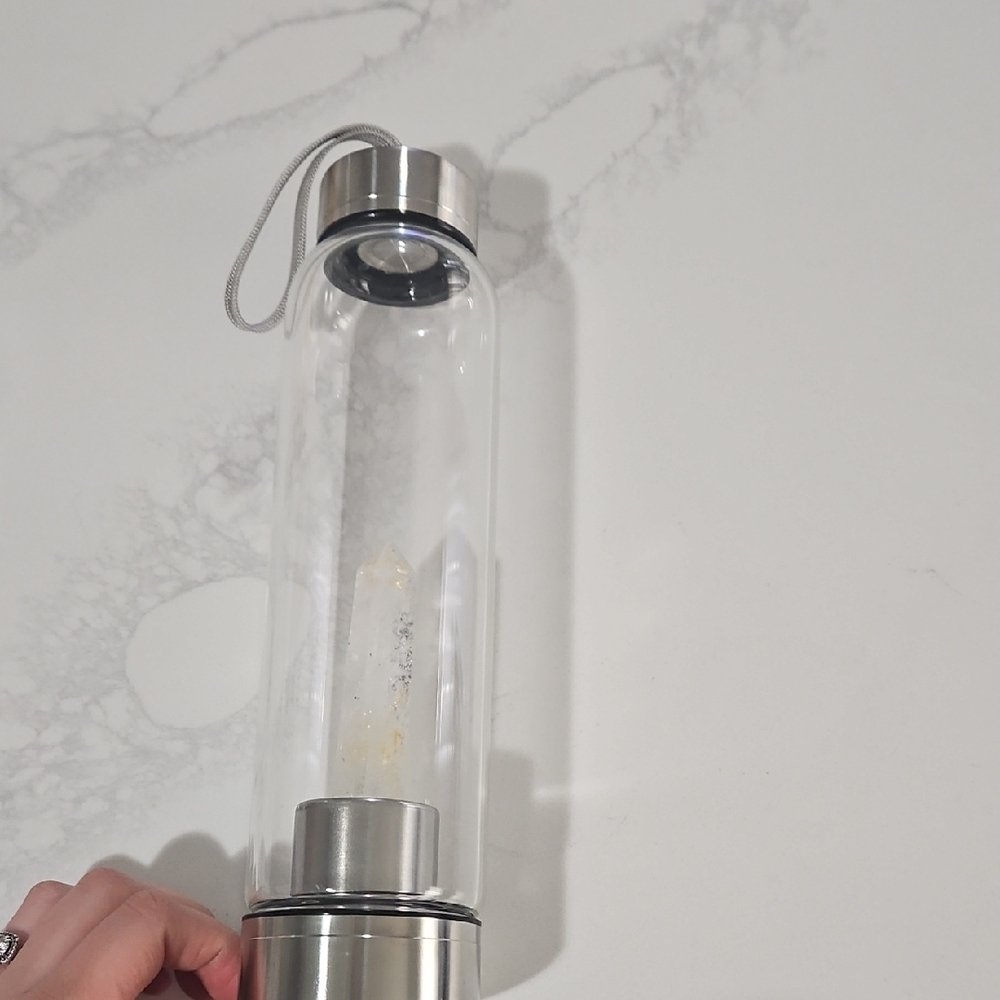 Glass Water Bottle with Clear Cyrstal